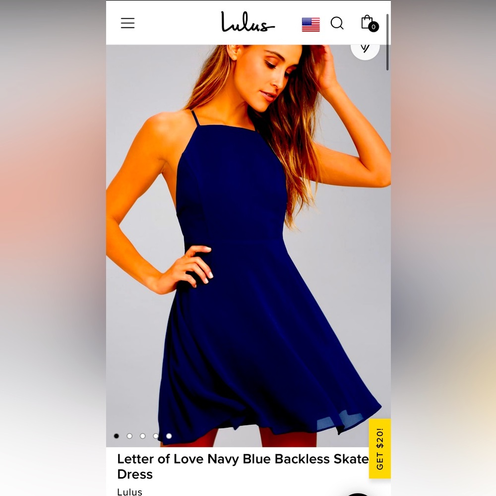 Lulu’s Letter of Love a navy Blue Backless Skater Dress Size Medium